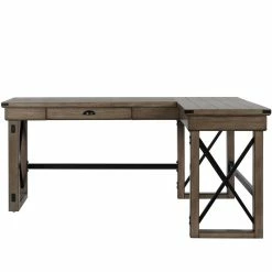 Best Sale 🛒 Pemberly Row Wood L Desk With Lift Top In Rustic Gray ⌛ -Cheap Executive Store 2405378 2 L