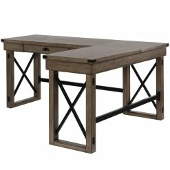 Best Sale 🛒 Pemberly Row Wood L Desk With Lift Top In Rustic Gray ⌛ -Cheap Executive Store 2405378 3 L