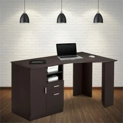 Promo 🔔 Scranton & Co Classic Engineered Wood Office Desk With Storage In Espresso 🎁 -Cheap Executive Store 2405443 2 L