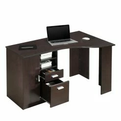 Promo 🔔 Scranton & Co Classic Engineered Wood Office Desk With Storage In Espresso 🎁 -Cheap Executive Store 2405443 9 L