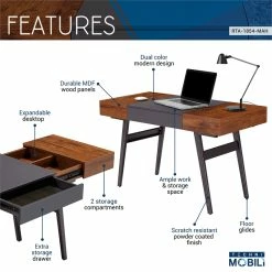 Buy 😍 Scranton & Co Engineered Wood Expandable Modern Desk With Storage In Mahogany 👍 -Cheap Executive Store 2405444 2 L