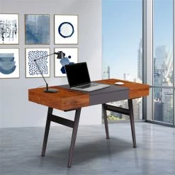 Buy 😍 Scranton & Co Engineered Wood Expandable Modern Desk With Storage In Mahogany 👍 -Cheap Executive Store 2405444 3 L