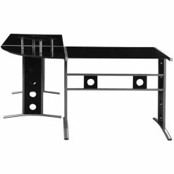 Budget 😉 Stonecroft Furniture 3 Piece L Shaped Glass Top Computer Desk In Black 🧨 -Cheap Executive Store 2405459 4 L
