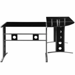 Budget 😉 Stonecroft Furniture 3 Piece L Shaped Glass Top Computer Desk In Black 🧨 -Cheap Executive Store 2405459 5 L