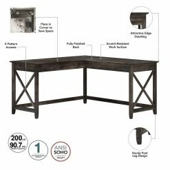 Outlet ⭐ Atlin Designs 60W L Shaped Desk In Dark Gray Hickory 👍 -Cheap Executive Store 2406224 2 L