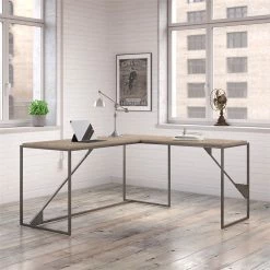 Budget 🥰 Atlin Designs 62W L Shaped Industrial Desk With Return In Rustic Gray ✨ -Cheap Executive Store 2406249 5 L