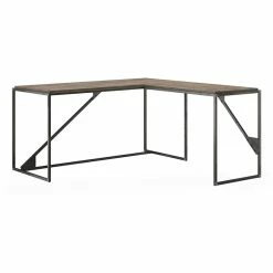 Budget 🥰 Atlin Designs 62W L Shaped Industrial Desk With Return In Rustic Gray ✨