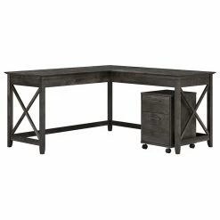 Cheap 🌟 Atlin Designs L Shaped Desk With Mobile File Cabinet In Dark Gray 😍