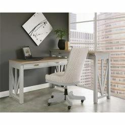 Brand new 😍 Riverside Furniture Osborne 36" Wood Nesting Computer Desk In Timeless Oak /Gray 🛒 -Cheap Executive Store 2417153 3 L