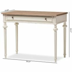 Cheap 😀 Bowery Hill Contemporary French Provincial Writing Desk In White 🌟 -Cheap Executive Store 2418810 7 L