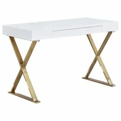 Best reviews of 🤩 Bowery Hill Modern Stainless Steel Frame Computer Desk - Gold High Gloss 🎉