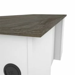Best Sale ✨ Pemberly Row Traditional 71" Desk Shell In Walnut Gray And White 👏 -Cheap Executive Store 2426218 5 L