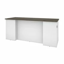 Best Sale ✨ Pemberly Row Traditional 71" Desk Shell In Walnut Gray And White 👏 -Cheap Executive Store 2426218 6 L