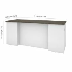 Best Sale ✨ Pemberly Row Traditional 71" Desk Shell In Walnut Gray And White 👏 -Cheap Executive Store 2426218 8 L