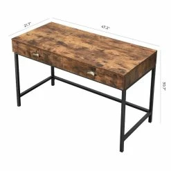 Promo 🛒 Maklaine 21.7" Transitional Wood Computer Desk With 2 Drawers In Brown/Black ✔️ -Cheap Executive Store 2436767 4 L