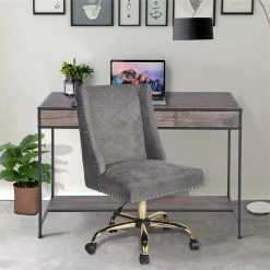 Best reviews of 🔥 CRO Decor Board With Metal Wood Computer Gaming Desk In Brown ⌛ -Cheap Executive Store 2438808 5 L