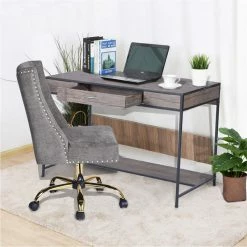 Best reviews of 🔥 CRO Decor Board With Metal Wood Computer Gaming Desk In Brown ⌛ -Cheap Executive Store 2438808 6 L
