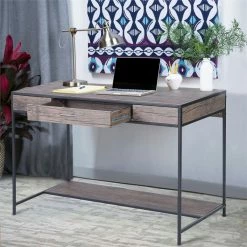Best reviews of 🔥 CRO Decor Board With Metal Wood Computer Gaming Desk In Brown ⌛ -Cheap Executive Store 2438808 7 L