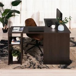 Wholesale ⌛ FurnitureR Babette 47.2" L-shaped Wood Computer Office Desk In Dark Espresso ⌛ -Cheap Executive Store 2440251 4 L