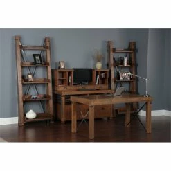 Best Pirce 🔥 OS Home And Office Furniture 60" Mid Century Wood Island Desk In Brown ✔️ -Cheap Executive Store 2442226 4 L