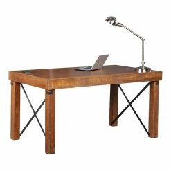 Best Pirce 🔥 OS Home And Office Furniture 60" Mid Century Wood Island Desk In Brown ✔️