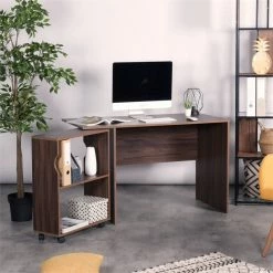 Buy 😉 FurnitureR Midtown Engineered Wood Computer Desk With Rolling Shelf In Espresso 💯 -Cheap Executive Store 2445520 5 L