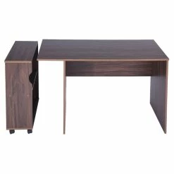 Buy 😉 FurnitureR Midtown Engineered Wood Computer Desk With Rolling Shelf In Espresso 💯