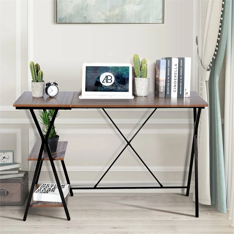 Best deal π FurnitureR Maddie Modern Engineered Wood Computer Desk With Shelves In Brown π₯° 4 Best deal π FurnitureR Maddie Modern Engineered Wood Computer Desk With Shelves In Brown π₯° - Image 4