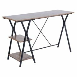 Best deal 👍 FurnitureR Maddie Modern Engineered Wood Computer Desk With Shelves In Brown 🥰