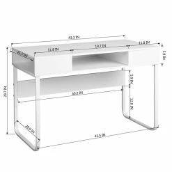 Flash Sale 🛒 FurnitureR Wire Engineered Wood Computer Desk With Cube Storage In White 😍 -Cheap Executive Store 2445532 7 L