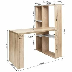 Wholesale ⌛ FurnitureR Phelps Modern Engineered Wood Computer Desk With Bookcase In Oak ⭐ -Cheap Executive Store 2445577 7 L