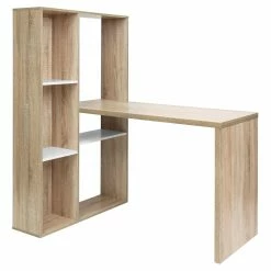 Wholesale ⌛ FurnitureR Phelps Modern Engineered Wood Computer Desk With Bookcase In Oak ⭐