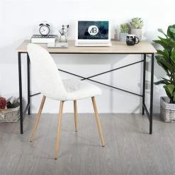 Top 10 🧨 CRO Decor Home Office Wood Writing Desk With Metal Frame Computer Desk Oak 🥰