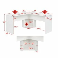 Deals ✨ Pemberly Row Transitional L-Shaped Computer Desk In White 🥰 -Cheap Executive Store 2452095 7 L