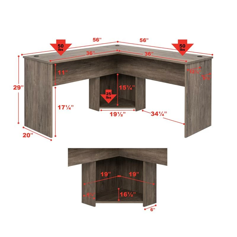 Best Pirce ๐ Pemberly Row Transitional L-Shaped Computer Desk In Drifted Gray ๐ 8 Best Pirce ๐ Pemberly Row Transitional L-Shaped Computer Desk In Drifted Gray ๐ - Image 8