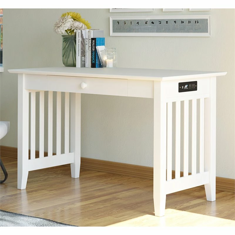 Top 10 ✨ Pemberly Row Contemporary Solid Wood Charger Writing Desk In White ✔️ 2 Top 10 ✨ Pemberly Row Contemporary Solid Wood Charger Writing Desk In White ✔️ - Image 2
