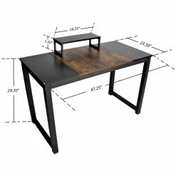 Best Sale ✨ Pemberly Row Contemporary 47.5" Metal Computer Desk With Splice Board In Brown ⭐ -Cheap Executive Store 2452341 5 L