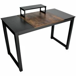 Best Sale ✨ Pemberly Row Contemporary 47.5" Metal Computer Desk With Splice Board In Brown ⭐