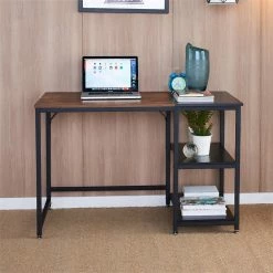 Cheap 🔥 Pemberly Row Contemporary Home Office 47 Inch Computer Desk With Shelves Brown 🌟 -Cheap Executive Store 2452367 13 L