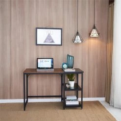 Cheap 🔥 Pemberly Row Contemporary Home Office 47 Inch Computer Desk With Shelves Brown 🌟 -Cheap Executive Store 2452367 14 L