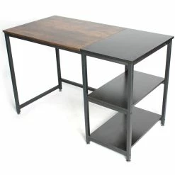 Cheap 🔥 Pemberly Row Contemporary Home Office 47 Inch Computer Desk With Shelves Brown 🌟