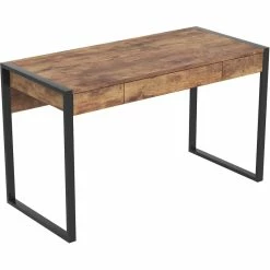 Hot Sale 🤩 Urbanpro Modern 50"L 3-Drawers Black Metal Computer Desk In Brown Reclaimed Wood 💯