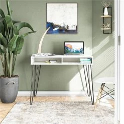Cheapest 🌟 Urbanpro Mid-Century Computer Desk With Storage In White ✨ -Cheap Executive Store 2452670 2 L