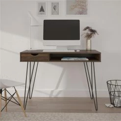 Deals 🔔 Urbanpro Mid-Century Computer Desk With Storage In Walnut 🎉 -Cheap Executive Store 2452671 2 L