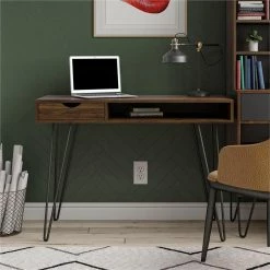 Deals 🔔 Urbanpro Mid-Century Computer Desk With Storage In Walnut 🎉 -Cheap Executive Store 2452671 3 L