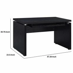 New ⌛ Benzara 47 Inch Wooden Computer Desk With Keyboard Tray In Black 😀 -Cheap Executive Store 2462723 5 L