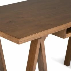 Flash Sale 💯 Simpli Home Sawhorse SOLID WOOD 60 Inch Wide Writing Office Desk In Medium Saddle Brown 🤩 -Cheap Executive Store 2467034 3 L