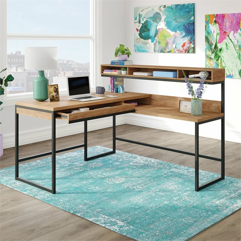 Budget π Sauder Manhattan Gate Engineered Wood L-Shaped Desk In Sindoori Mango/Black π€© 4 Budget π Sauder Manhattan Gate Engineered Wood L-Shaped Desk In Sindoori Mango/Black π€© - Image 4