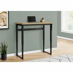 Best Pirce 🥰 Monarch Specialties 48"W Adj Height Computer Desk In Natural And Black Metal 🧨 -Cheap Executive Store 2470079 3 L
