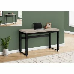Best Sale 🛒 Monarch Specialties 48"W Adj Height Computer Desk In Modern Taupe And Black ❤️ -Cheap Executive Store 2470080 9 L